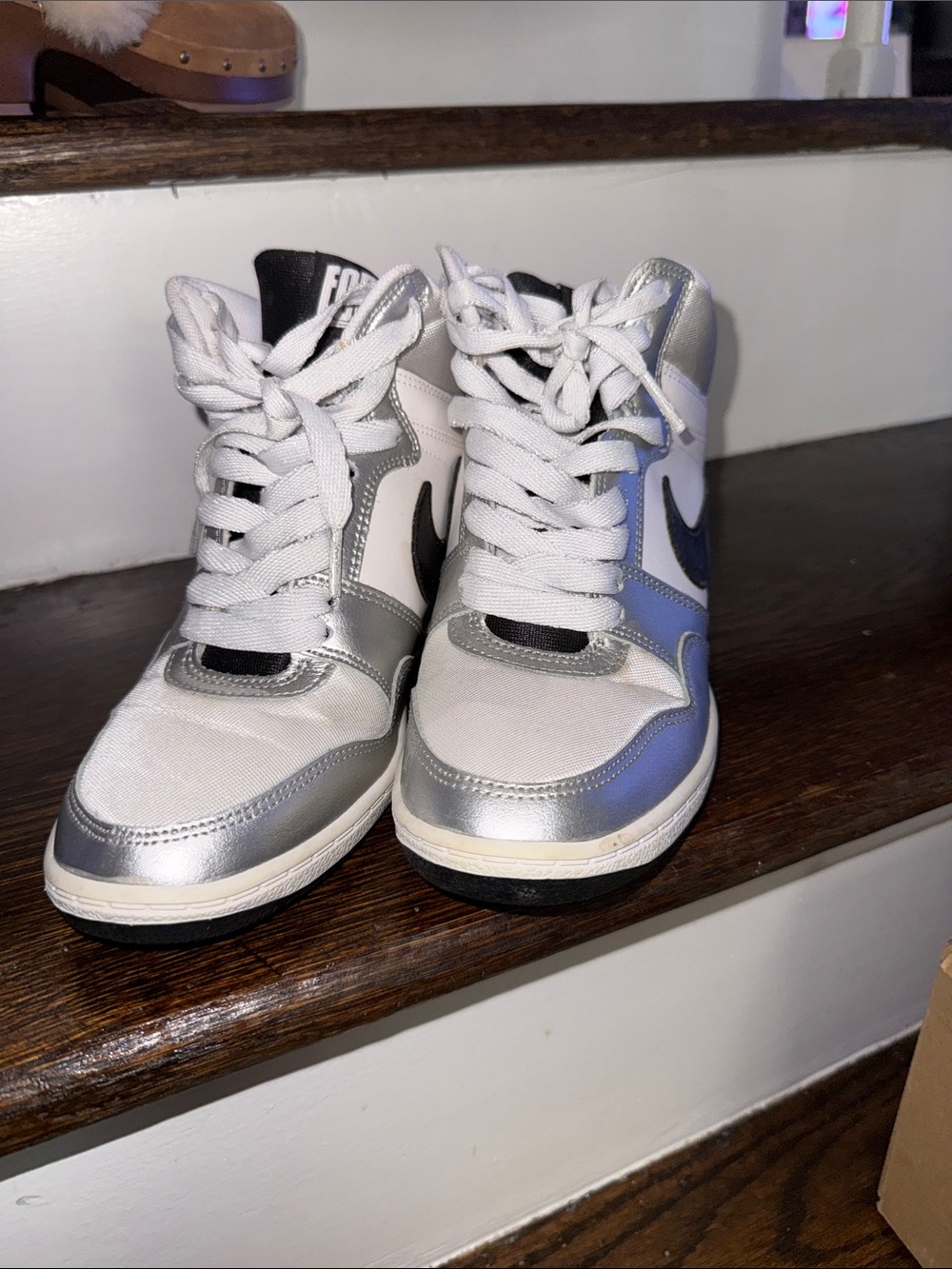 Nike Kids Silver, White & Black High-Top Sneakers